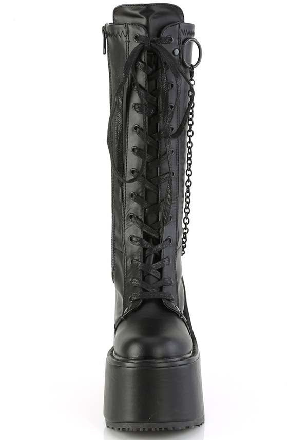 PREORDER! Black SWING-150 Platform Lace-Up Knee High Boots
