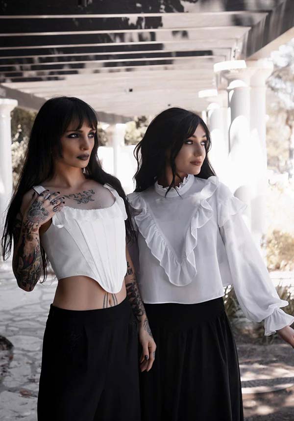Vintage-Inspired Phantasm Long Sleeve Chiffon Top