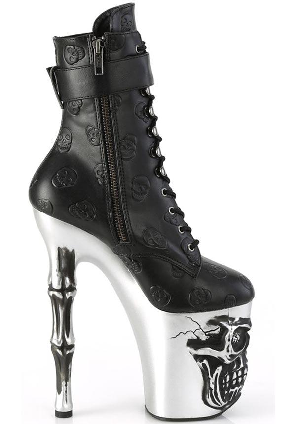 PREORDER - RAPTURE-1020STR-02 Platform Boots in Black Faux Leather