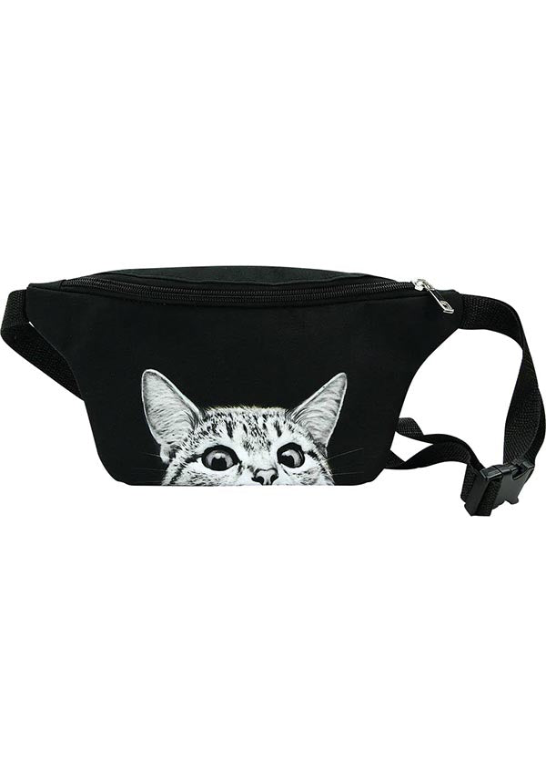 Cute Peeking Cat Adjustable Waist Bag for Cat Lovers