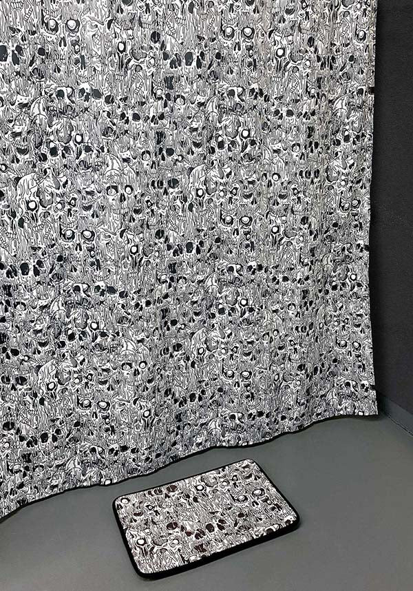 Sourpuss Melting Skulls Design Shower Curtain for Bathroom Decoration
