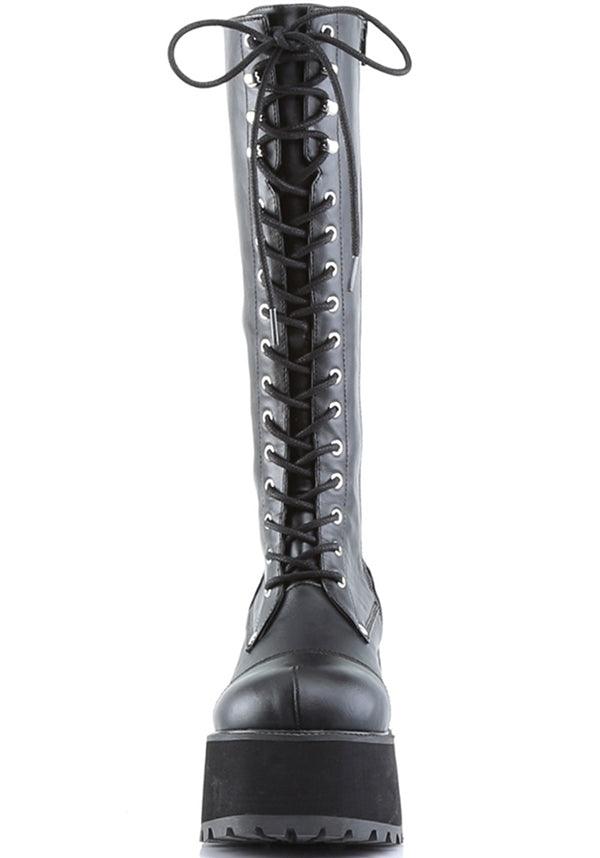 Demonia Ranger-302 Black Platform Goth Punk Knee High Boots - Preorder