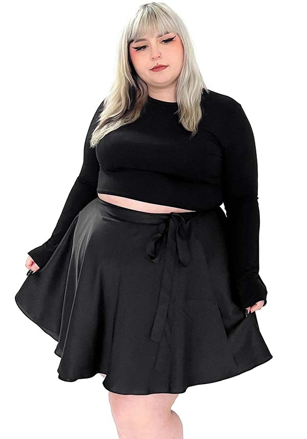 Foxblood Luxury Satin Ballet Wrap Skirt for Stylish Outfits