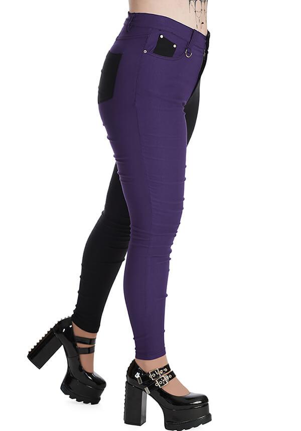 Bailey Purple and Black Half-and-Half Casual Goth Pants