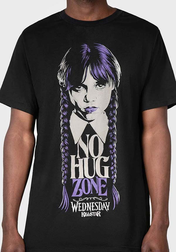 Jet Black Ray Unisex Crew Neck T-Shirt with 'No Hug Zone' Graphic