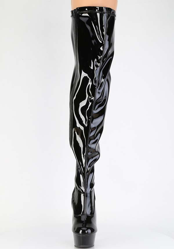 Demonia's Black Patent Delight-3000WCF Platform Heels [Preorder]