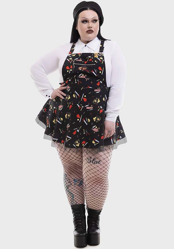 Playtime Chucky Print Pinafore Dress with Unique Features