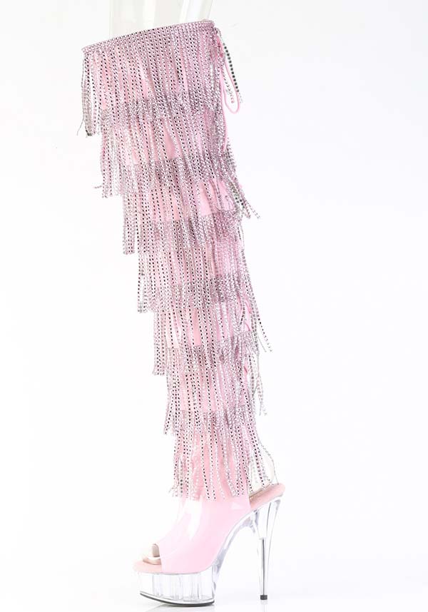 PREORDER: Baby Pink Holo DELIGHT-3017HG-RSF Thigh High Boots