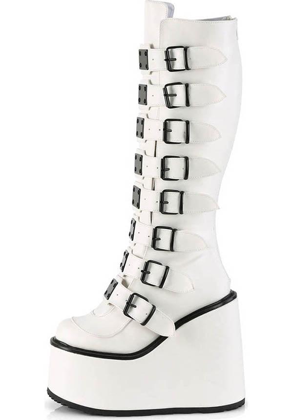 PREORDER: White SWING-815 Platform Knee-High Boots