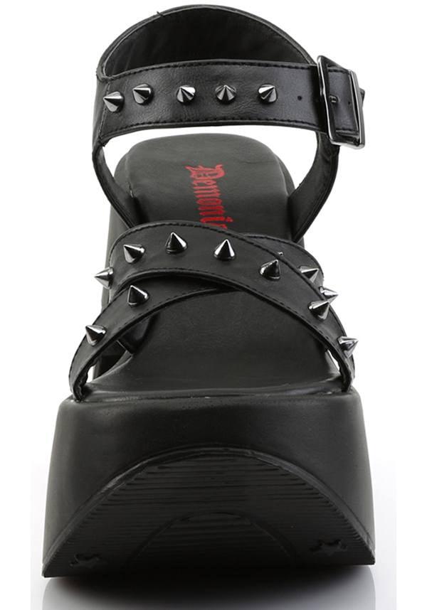PREORDER: DYNAMITE-02 Black Star Cutout Platform Wedge Sandals