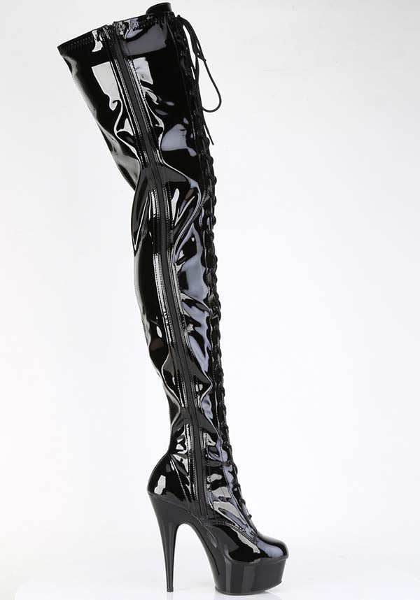 Pleaser Women's DELIGHT-4023 Black Patent Platform Heels Pre-Order