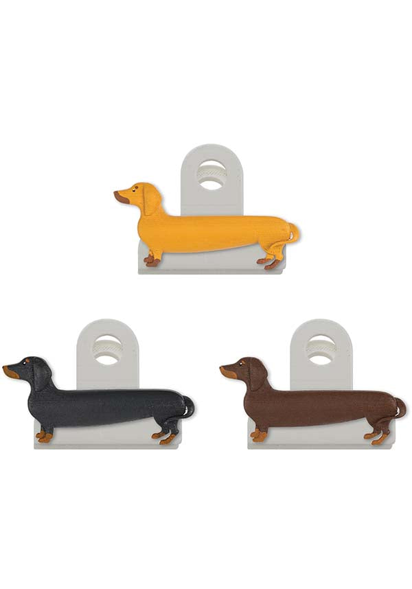 Adorable Sausage Dog Bag Clips - Set of 3 with Different Colors