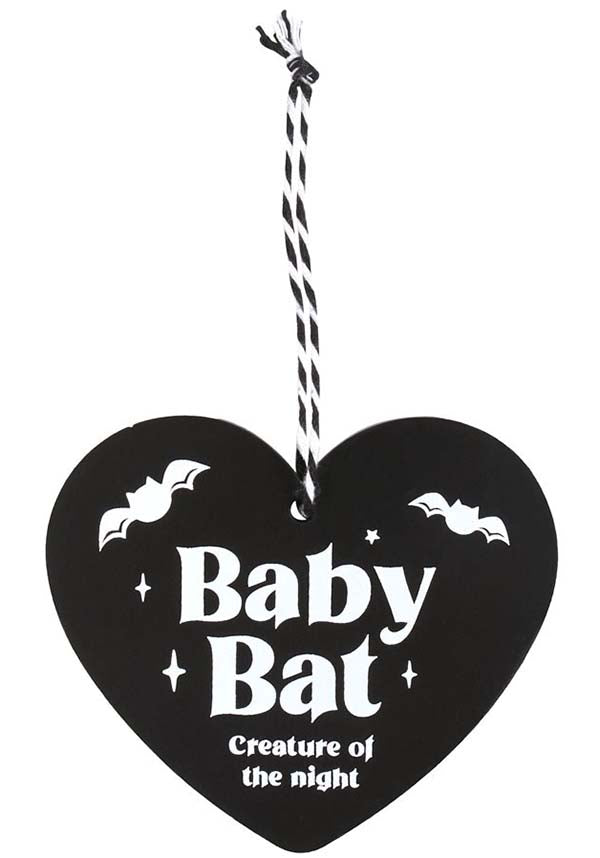 Gothic Baby Bat Hanging Heart Sign - A Sweet Keepsake