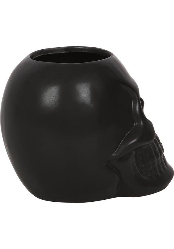 Unique Black Ceramic Skull Toothbrush Holder for Gothic Decor