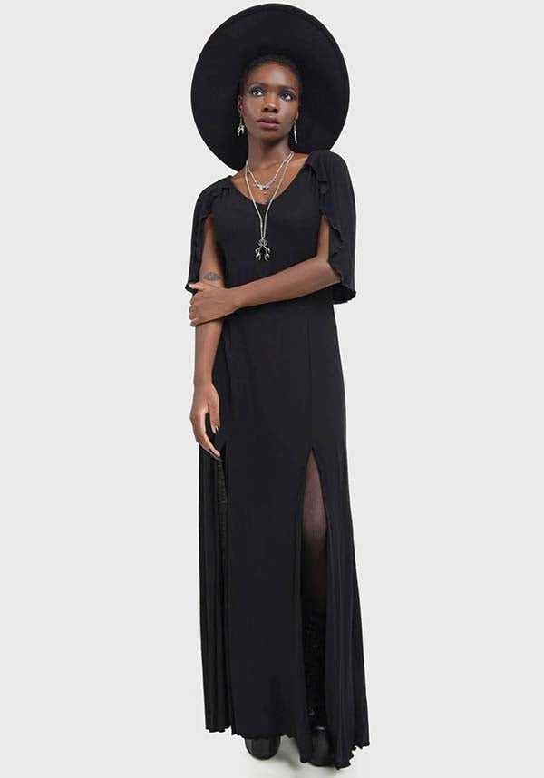 Krypt Lovers Women's Maxi Dress with Cape Detail