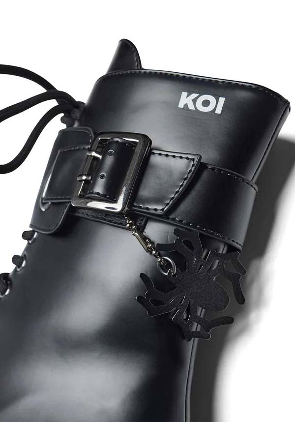 The Enigmatic Curse Of The Black Widow Gothic Style Boots by Koi Footwear