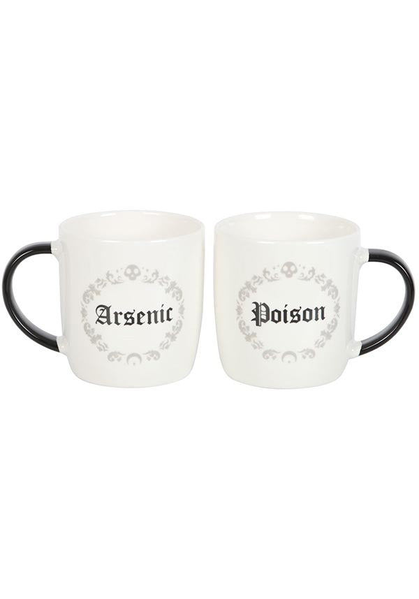 Gothic-themed Poison and Arsenic Couple Mug Set for a Playful Morning Brew