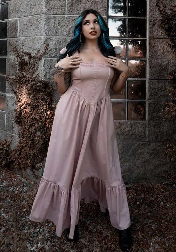 Lively Ghosts' Pastel Rose Gothic Lace Dress - Timeless Elegance