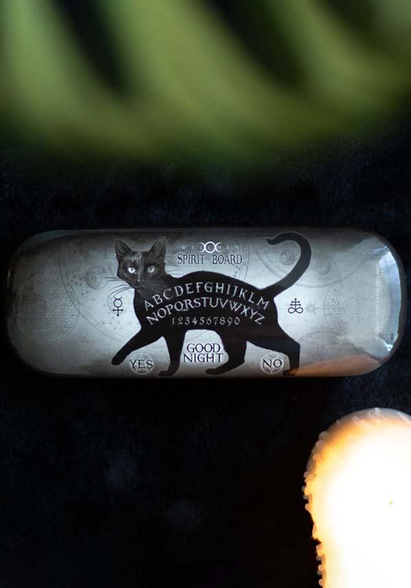Mystical Black Cat Design Spirit Board Glasses Storage Case