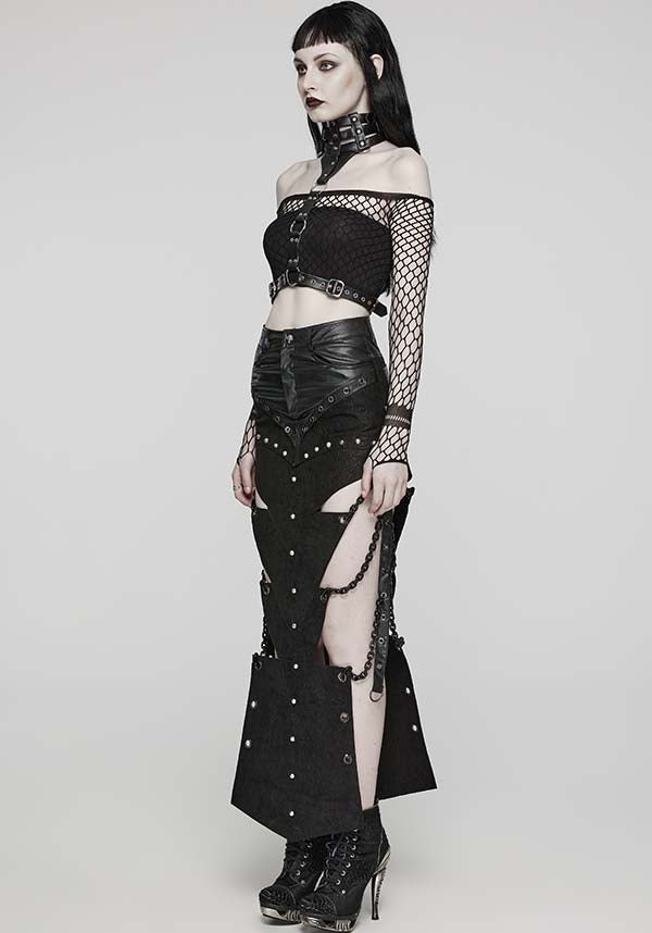 Punk Rave Xena Chained High Split Skirt - Edgy & Stylish