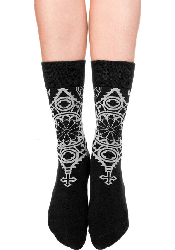 Restyle Gothic Jacquard Sacrum Socks - A Perfect Blend of Style and Darkness
