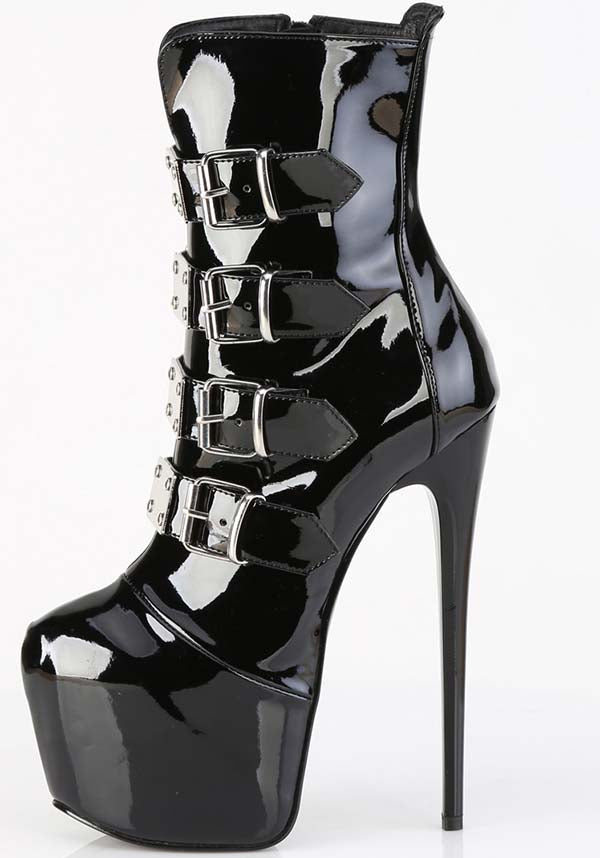 JUBILANT-1023 Ankle Boots in Black Patent Leather [Preorder]