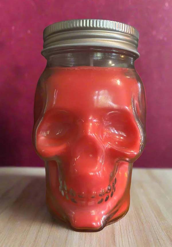 Persephone Grapefruit Scented Skull Jar Soy Wax Candle with Adventurine