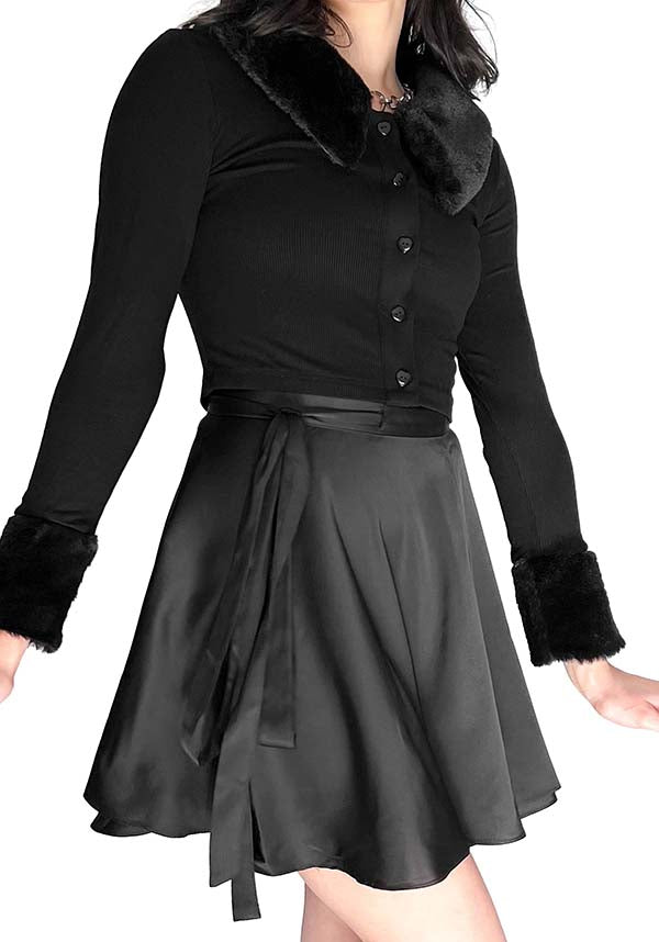 Foxblood Luxury Satin Ballet Wrap Skirt for Stylish Outfits