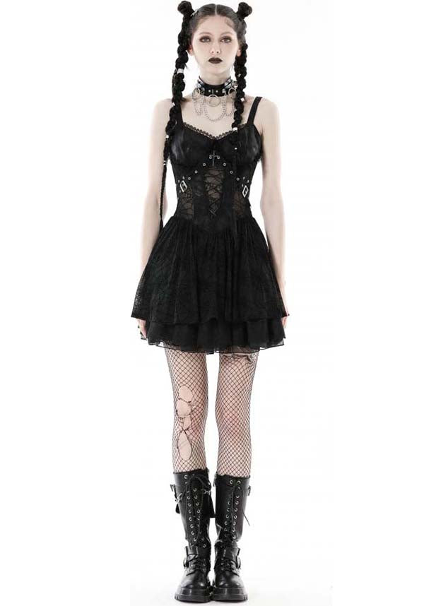 Edgy Punk Style Spider Mesh Women's Dress