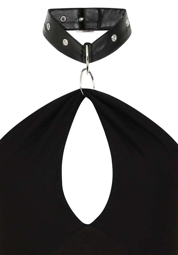Persephone Faux Leather Collar MIDI Dress for Fashion - Forward Individuals