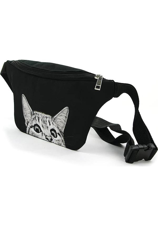 Cute Peeking Cat Adjustable Waist Bag for Cat Lovers