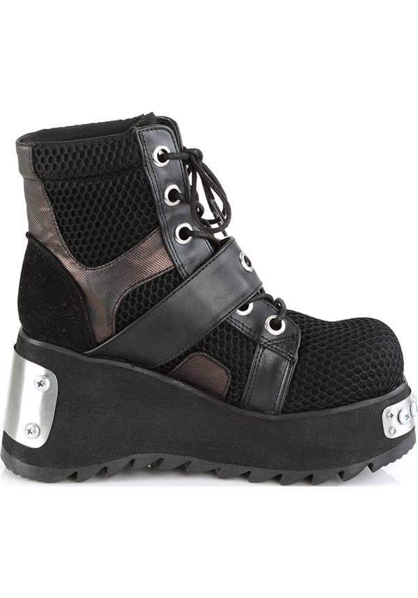 Black Demonia Lace - Up Platform Ankle Boots [Pre - order]