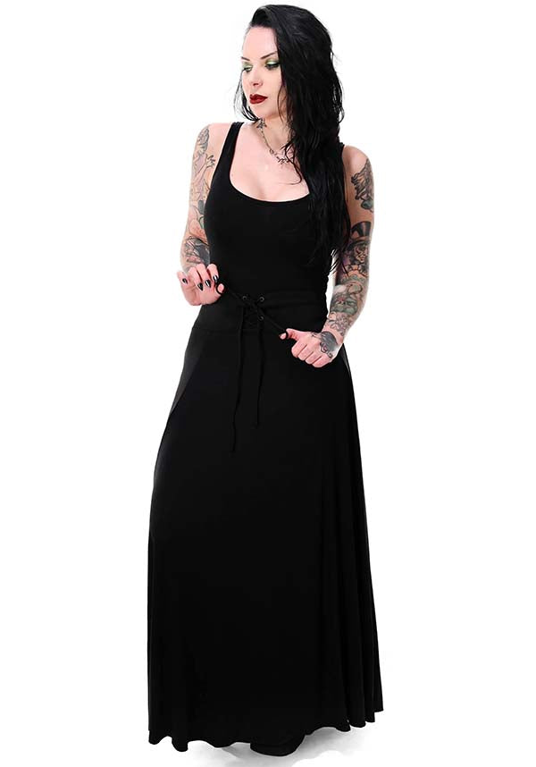 Foxblood's Soft Stretch Modal Lace Up Maxi Skirt