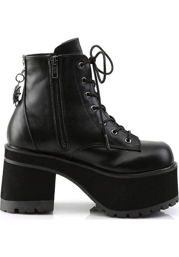 PREORDER: Demonia Ranger-105 Black Platform Lace-Up Ankle Boots