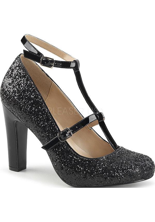 PREORDER QUEEN-01 Black Glitter High Heel Round Toe Pumps