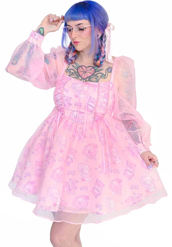Adorable Lovestruck Kitten Soft Chiffon Party Dress