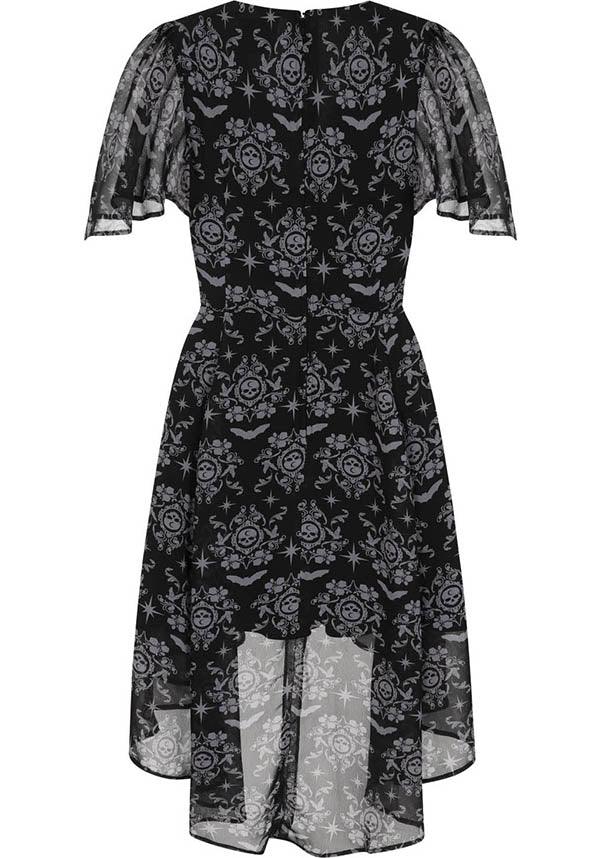 Enigmatic Lost Whispers Printed Chiffon Gothic Dress