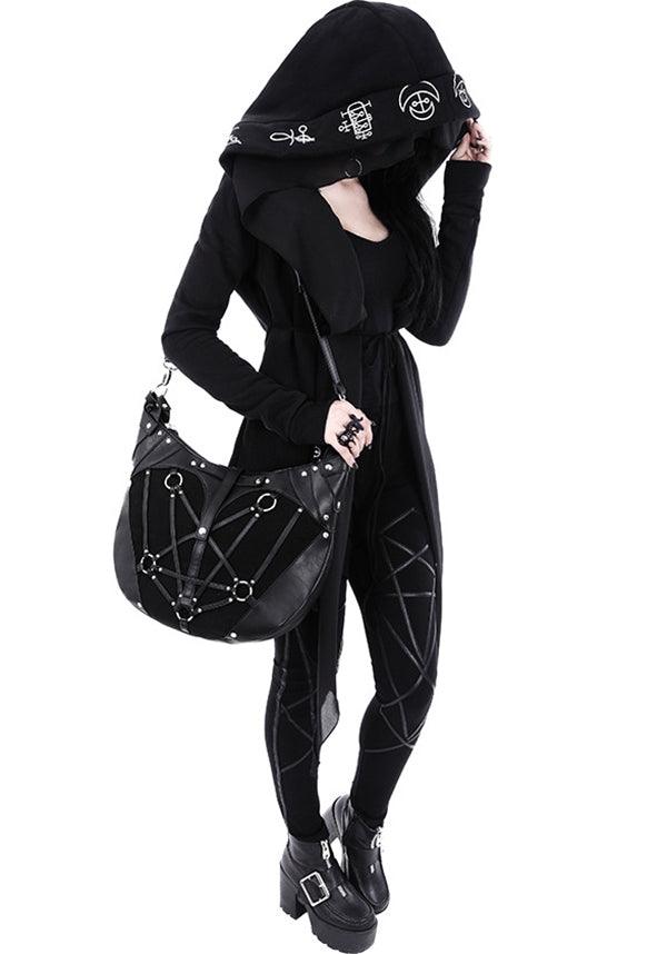 Restyle Pentagram Design Denim and Faux Leather Hobo Tote Bag
