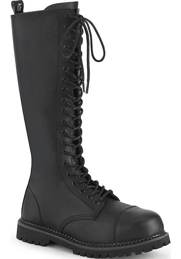 RIOT-20 Black Gothic Knee High Boots [Preorder]