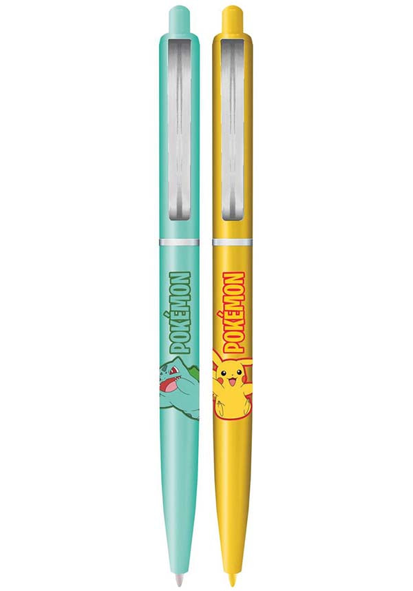 Pokemon Yellow and Blue Themed Stationery Pen Set Featuring Pikachu and Bulbasaur