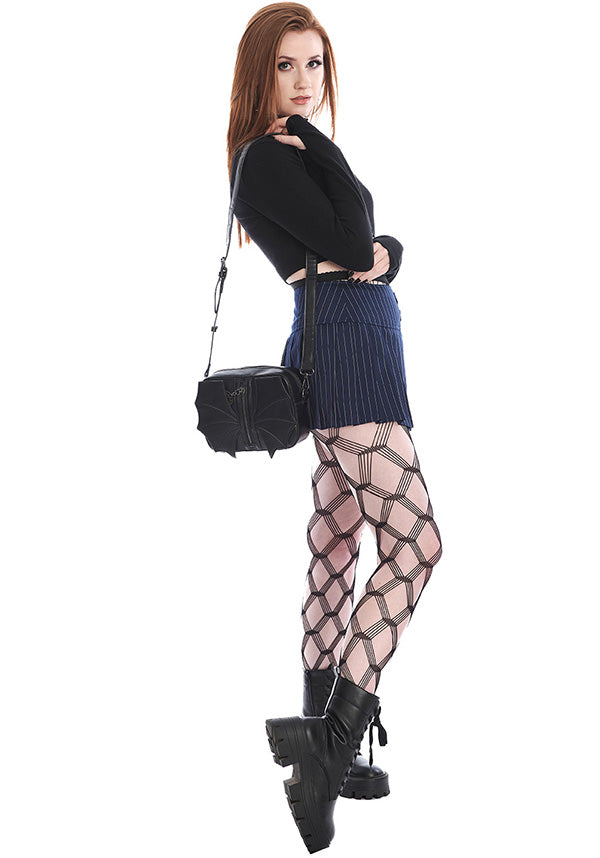 Black Malachi Batwing Style Goth Belt Bag - Convertible Shoulder and Waist Accessory