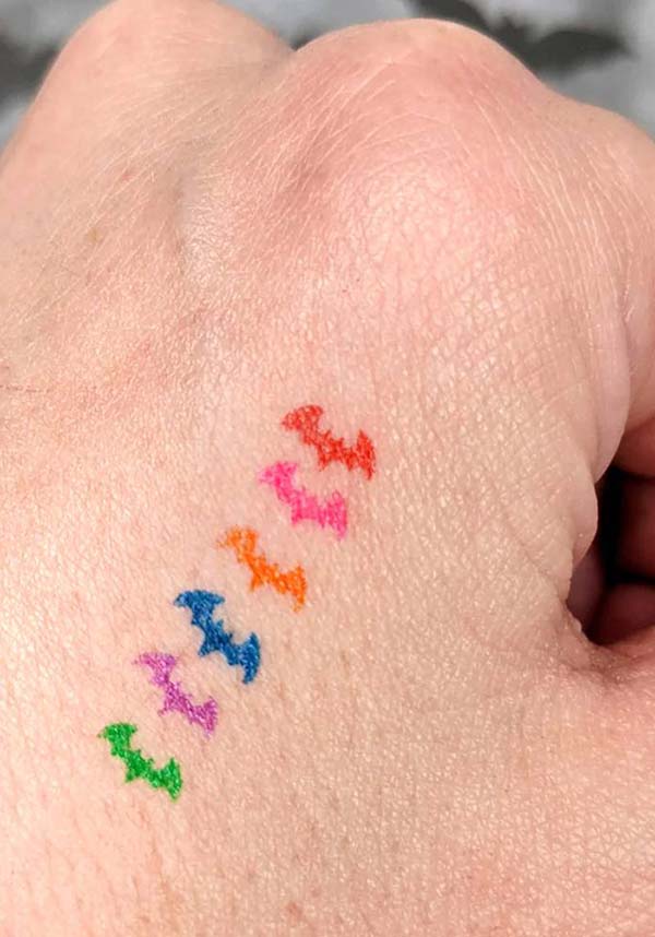 Red Rainbow Bat Stamp and Eyeliner Makeup Product - Inspired by Ashley Hay's Design