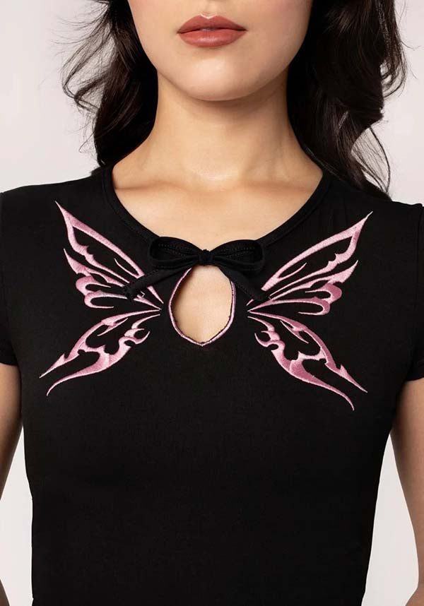 Hell Bunny Kocho Black Jersey Crop Top - A Stunning Blend of Edgy and Elegant Style