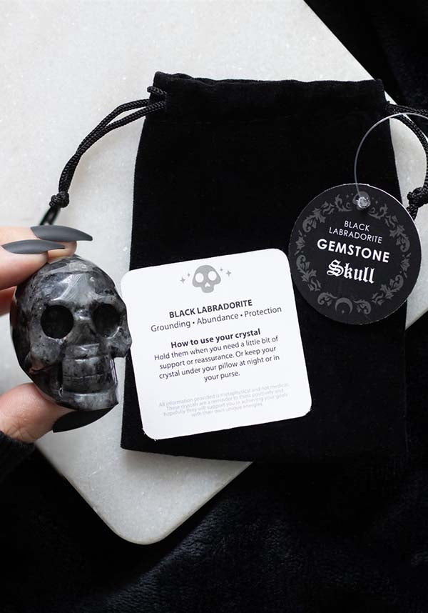 Black Labradorite Crystal Skull for Grounding and Protection