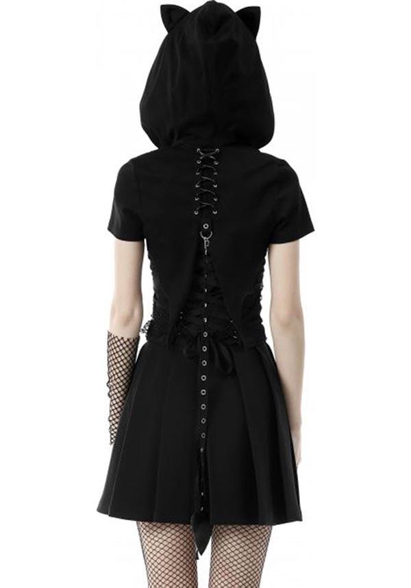 Black Cat Cropped Women's Fashion Hoodie with Unique Cat-Themed Design