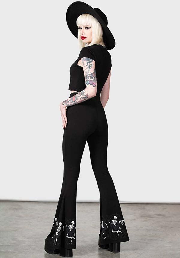 La Danse Flared Cotton Pants with Skeleton Print