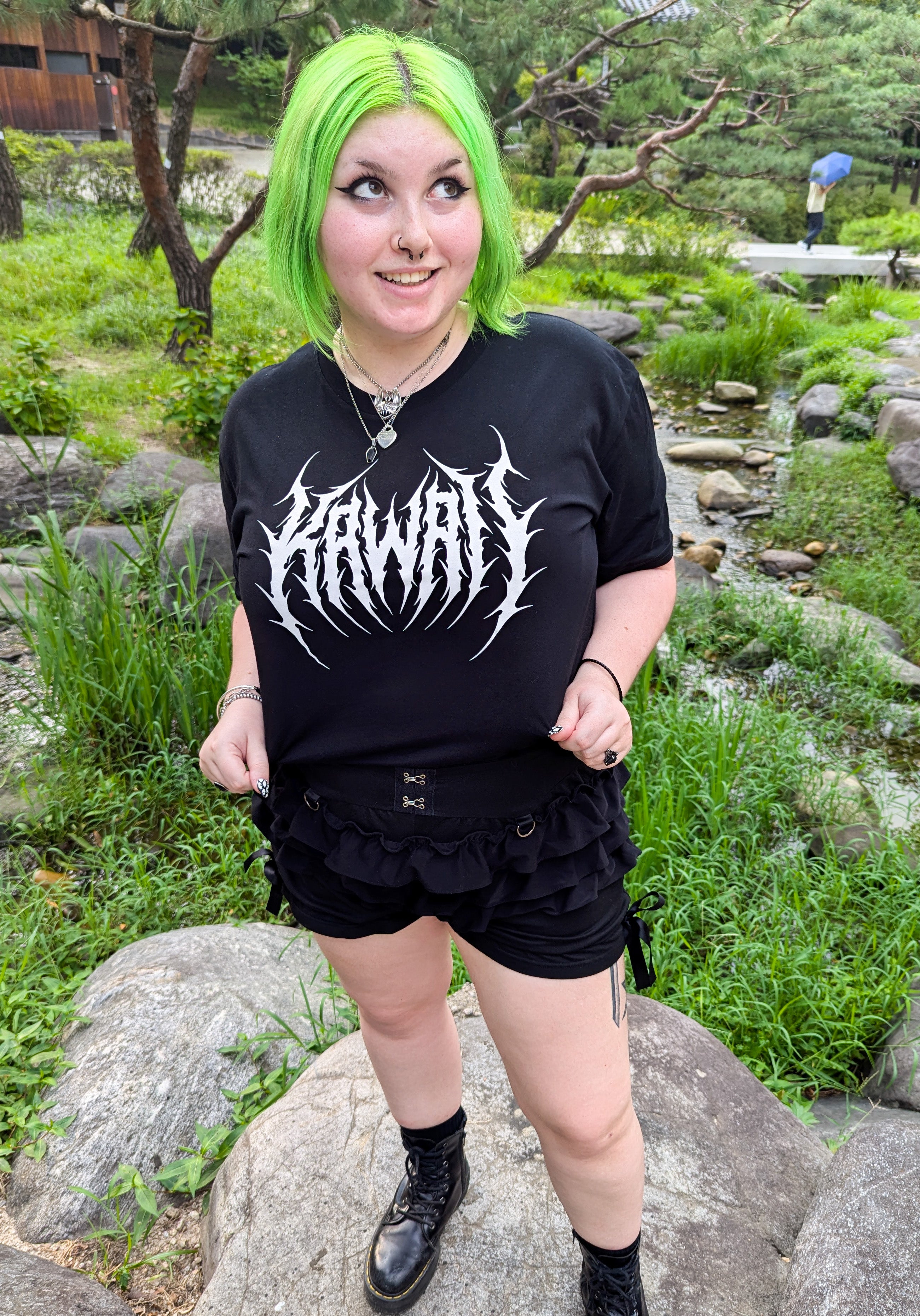 Adorable White Kawaii T-Shirt with Metal Vibe