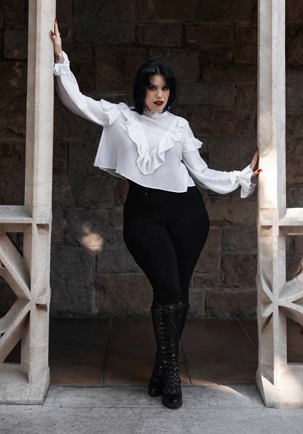 Vintage-Inspired Phantasm Long Sleeve Chiffon Top