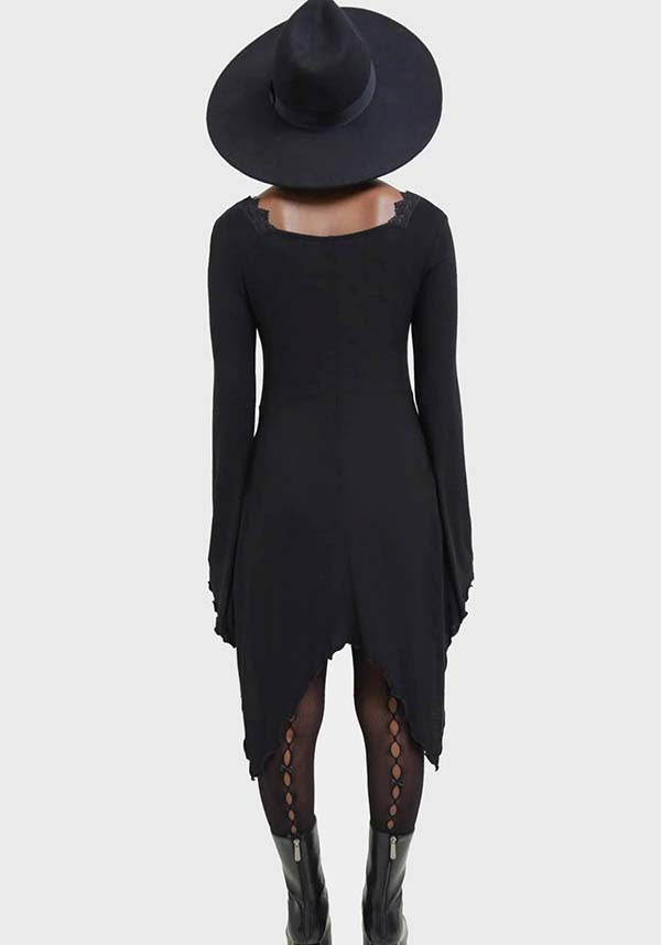Soft and Stretch Lacerated Mini Dress with Lace Trim