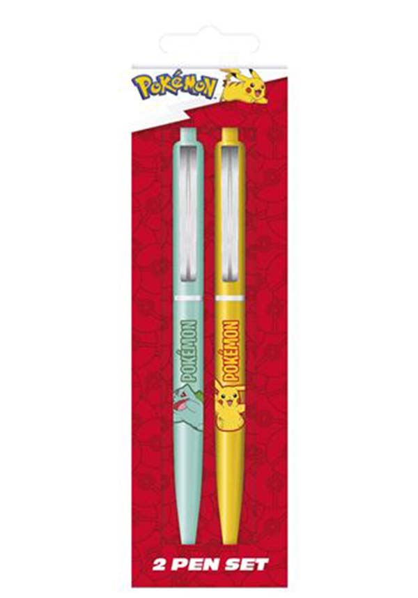 Pokemon Yellow and Blue Themed Stationery Pen Set Featuring Pikachu and Bulbasaur